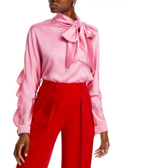 NWT Nancy Yang Long Sleeve Ruffled Blouse Size Small - Picture 2 of 7